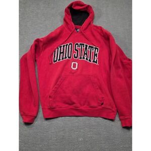 Ohio State Buckeyes J America Hoodie Mens Medium Red Embroidered Pullover NCAA